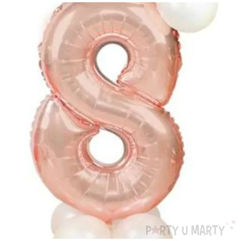 balony cyfra 8 rozowe zloto partypal zestaw