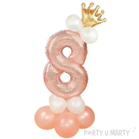 balony cyfra 8 rozowe zloto partypal zestaw
