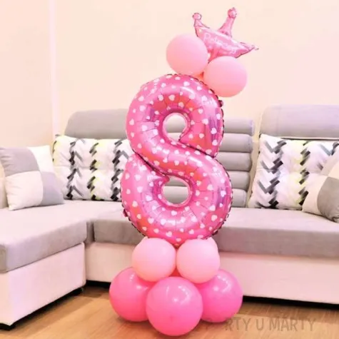 balony cyfra 8 rozowy partypal zestaw