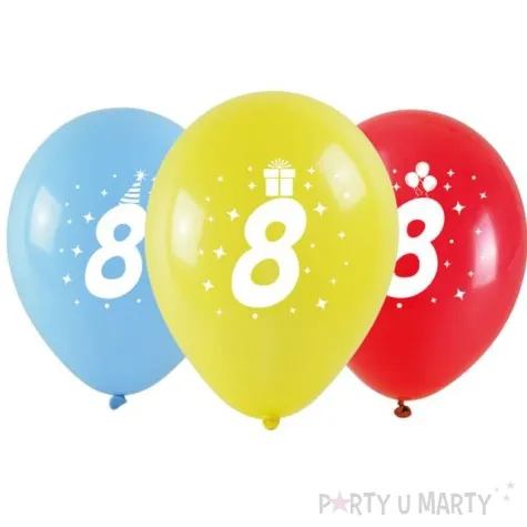 balony cyfra 8 w koronie mix arpex 14 3 szt