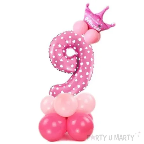 balony cyfra 9 rozowy partypal zestaw
