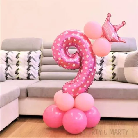 balony cyfra 9 rozowy partypal zestaw