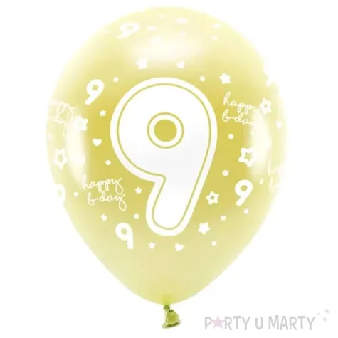 balony cyfra 9 zolty jasny partydeco 13 6 szt