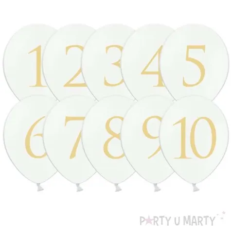 balony cyfry biale partydeco 30cm