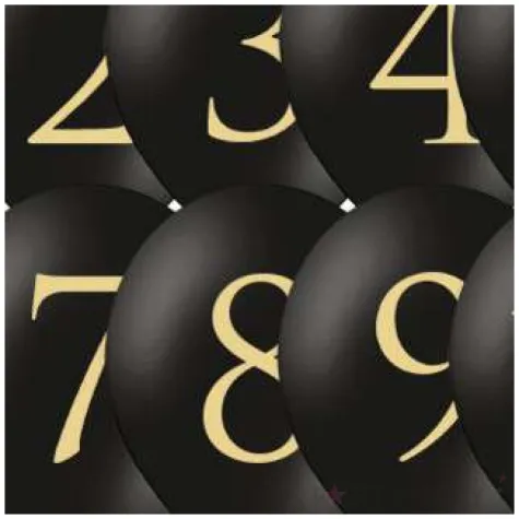 balony cyfry czarne partydeco 30cm