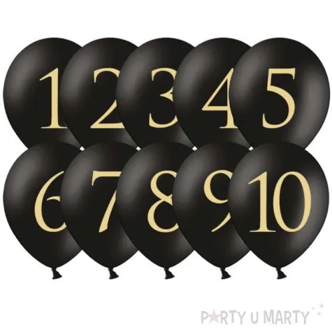 balony cyfry czarne partydeco 30cm