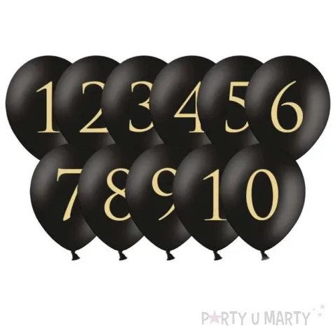 balony cyfry mix pastel czarne 12 strong 11 szt