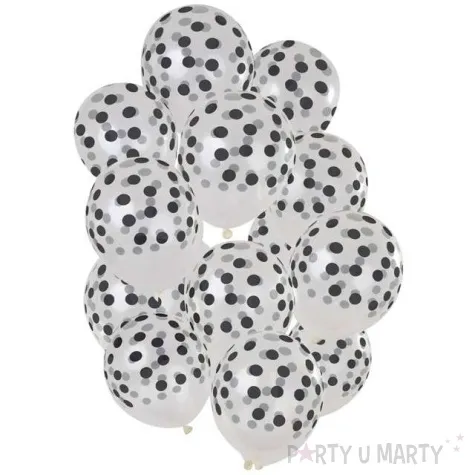 balony czarne kropki transparentny folat 12 15 szt
