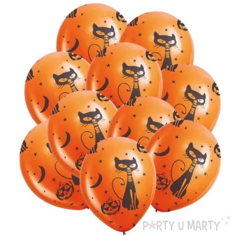 balony czarny kot i dynia pomaranczowy guirca 12 10 szt