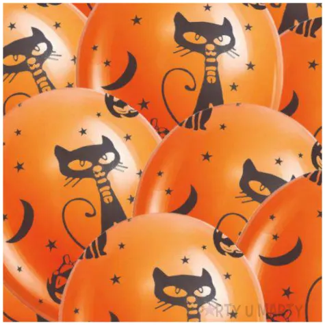balony czarny kot i dynia pomaranczowy guirca 12 10 szt