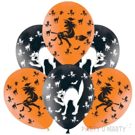 balony czarownice i koty czarno pomaranczowe amscan 11 6 szt