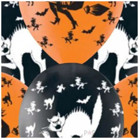 balony czarownice i koty czarno pomaranczowe amscan 11 6 szt