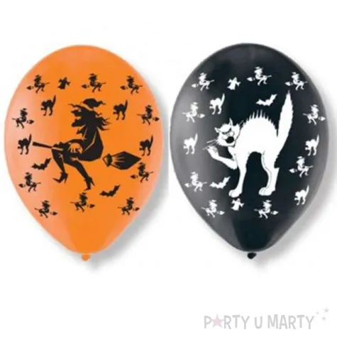 balony czarownice i koty czarno pomaranczowe amscan 11 6 szt