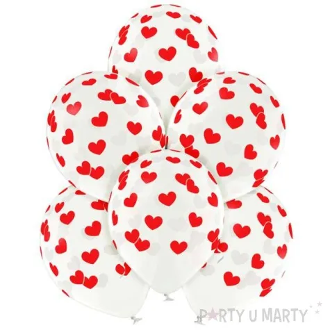 balony czerwone serduszka transparentne belbal 12 6 szt