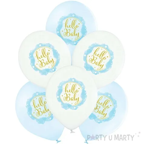 balony d11 baby shower boy hello baby bialy blekitny pastel belbal 12 6 szt