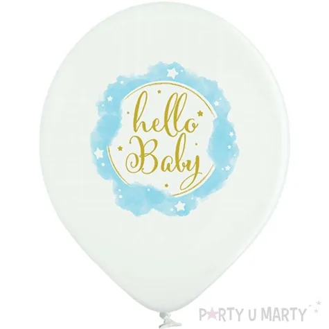 balony d11 baby shower boy hello baby bialy blekitny pastel belbal 12 6 szt