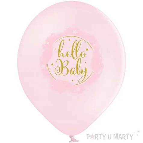 balony d11 baby shower girl hello baby bialo rozowy pastel belbal 12 6 szt
