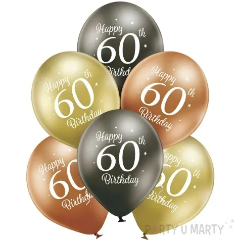 balony d11 glossy happy birthday 60 mix belbal 12 6 szt