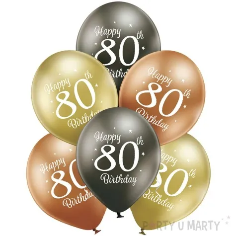 balony d11 glossy happy birthday 80 mix belbal 12 6 szt