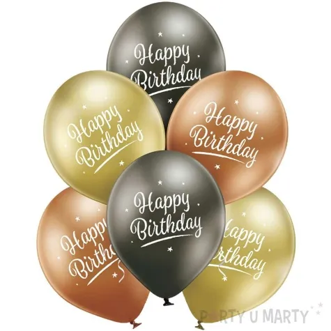 balony d11 glossy happy birthday mix belbal 12 6 szt