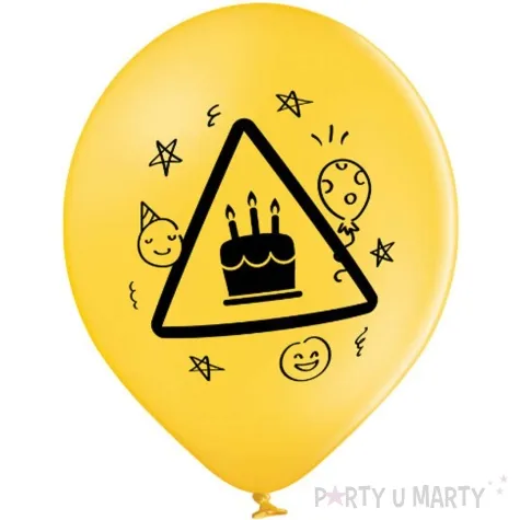balony d11 happy birthday partyzone czarno zolty belbal 12 6 szt