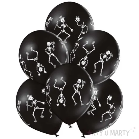 balony d11 roztanczone kosciotrupy halloween czarny belbal 12 6 szt