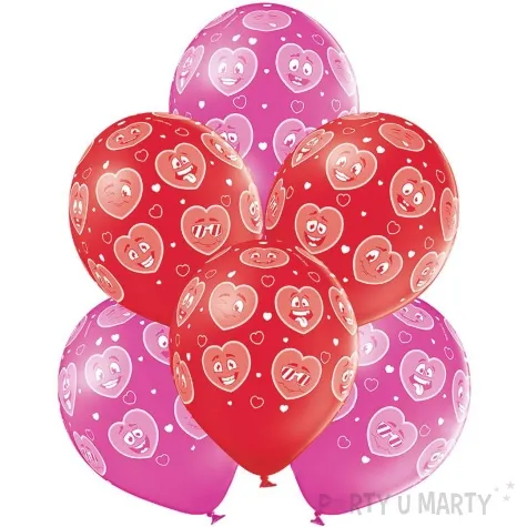 balony d11 usmiechniete serduszka rozowo czerwony belbal 12 6 szt