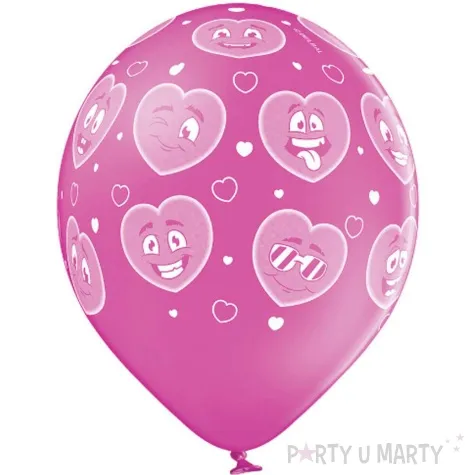balony d11 usmiechniete serduszka rozowo czerwony belbal 12 6 szt
