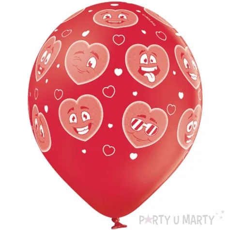 balony d11 usmiechniete serduszka rozowo czerwony belbal 12 6 szt