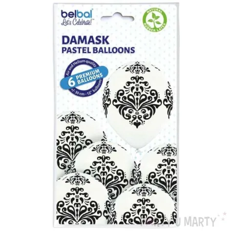 balony damask pastel bialy belbal 12 6 szt