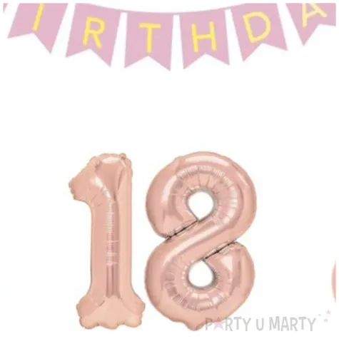 balony dekoracja na 18 urodziny rozowe zloto partypal zestaw