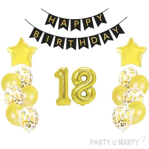 balony dekoracja na 18 urodziny zlota partypal zestaw