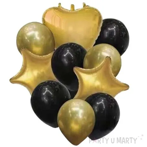 balony dekoracyjny mix czarno zloty partypal zestaw