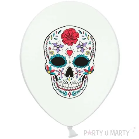 balony dia de los muertos pastel bialy strong 12 6 szt