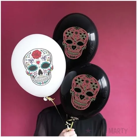 balony dia de los muertos pastel bialy strong 12 6 szt