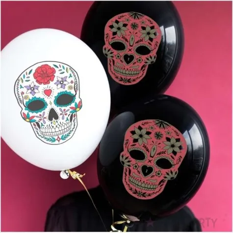 balony dia de los muertos pastel czarne strong 12 6 szt
