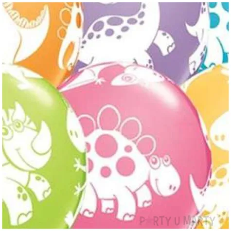 balony dinozaury pastel mix qualatex 12 6 szt