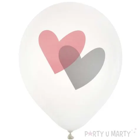 balony dwa serca rozowe bialy santex 9 8 szt