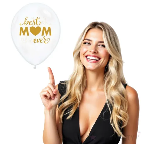 balony dzien matki best mom ever transparentne biale qualatex 11 25 szt
