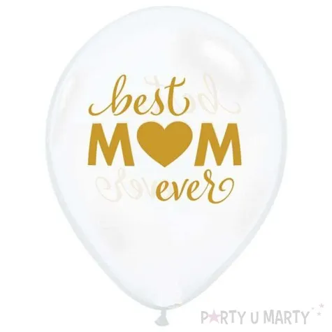 balony dzien matki best mom ever transparentne biale qualatex 11 25 szt