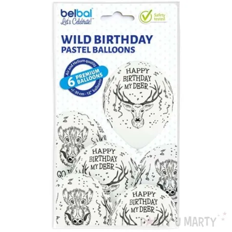 balony dzikie urodziny pastel biale belbal 12 6 szt