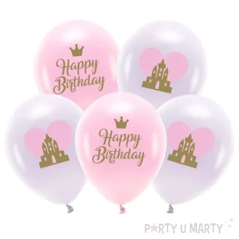 balony eco happy birthday jasnorozowy partydeco 13 5 szt