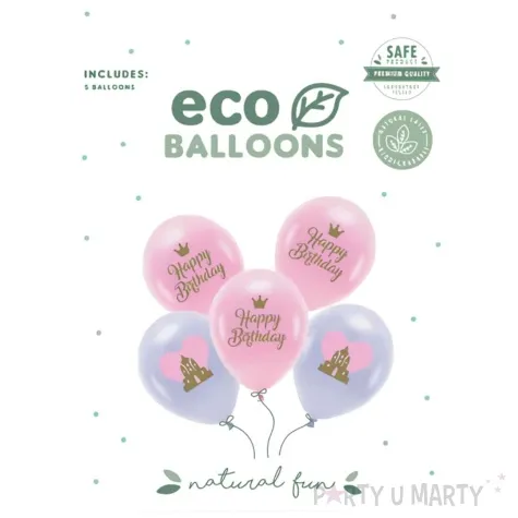 balony eco happy birthday jasnorozowy partydeco 13 5 szt