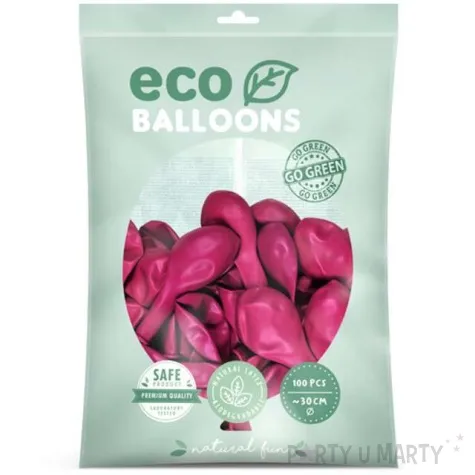 balony ekologiczne fuksja metalik partydeco 12 100 szt