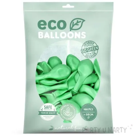 balony ekologiczne mietowy metalik partydeco 12 100 szt
