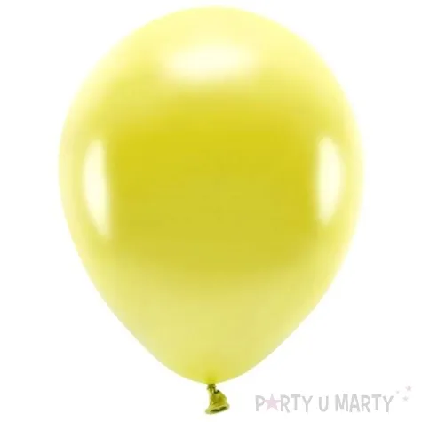 balony ekologiczne zolty metalik partydeco 10 10 szt