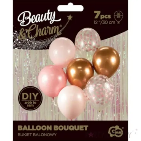 balony elegant beauty and charm rozowy zloty godan 12 7 szt