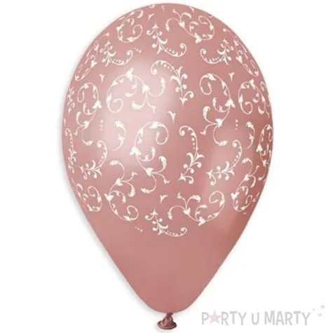 balony filigranowe wzory rozowo zlote gemar 12 5 szt