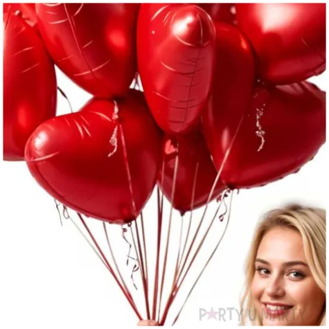balony foliowe czerwone serca dekoracja na dzien kobiet walentynki wesele rocznice slub 10 szt