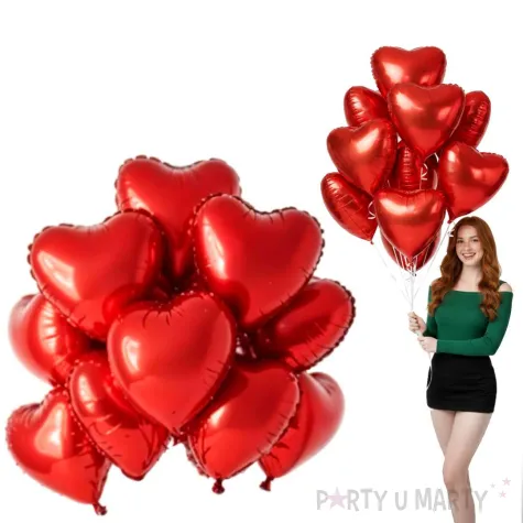 balony foliowe czerwone serca dekoracja na dzien kobiet walentynki wesele rocznice slub 10 szt